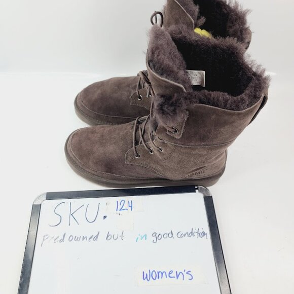 AU&MU Women's Brown Suede Fur Mid-Calf Insulated Winter Snow Boot Size 7 - Picture 7 of 7